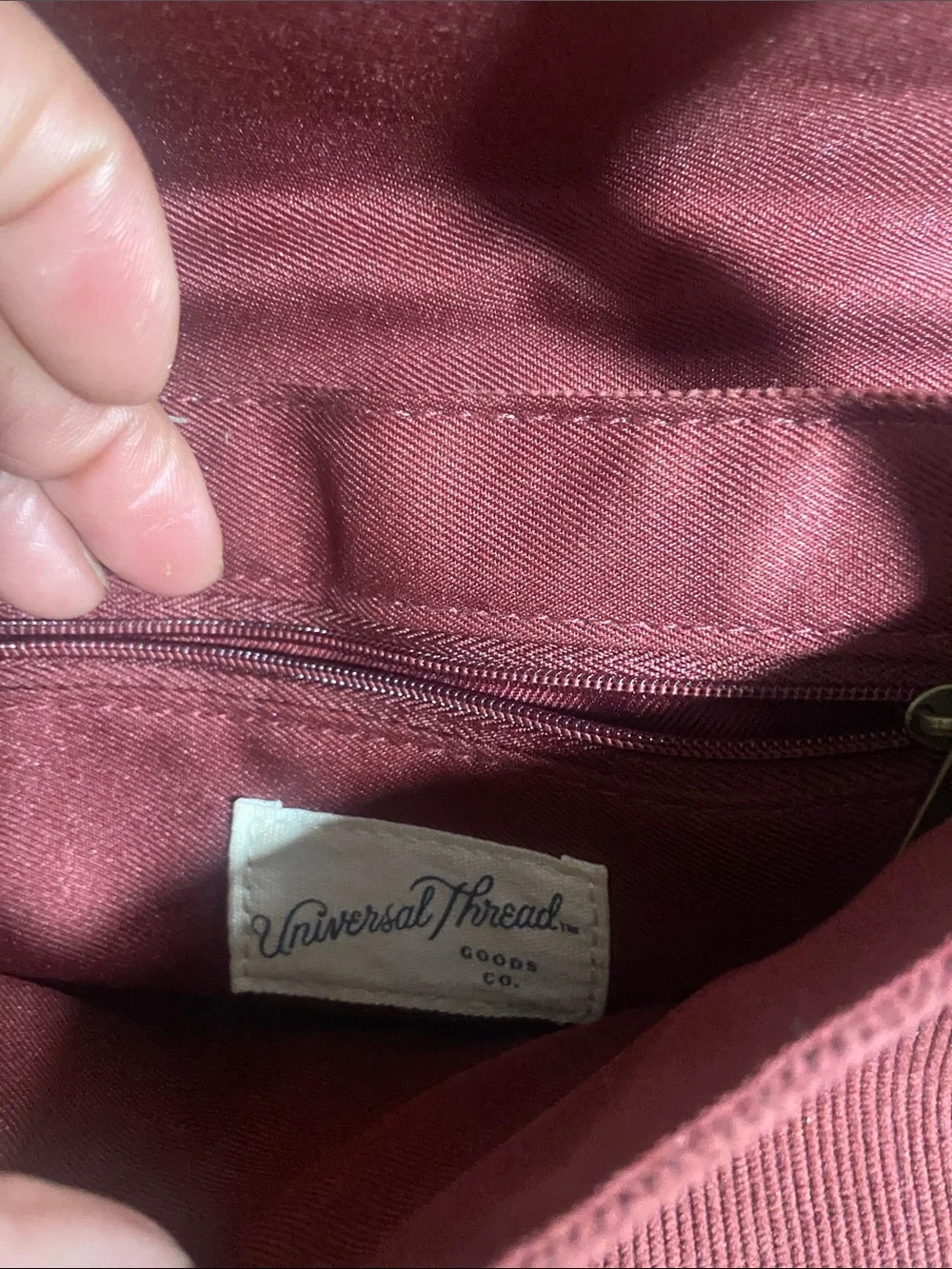 Universal Thread Maroon Interior Tote with Zip Pocket